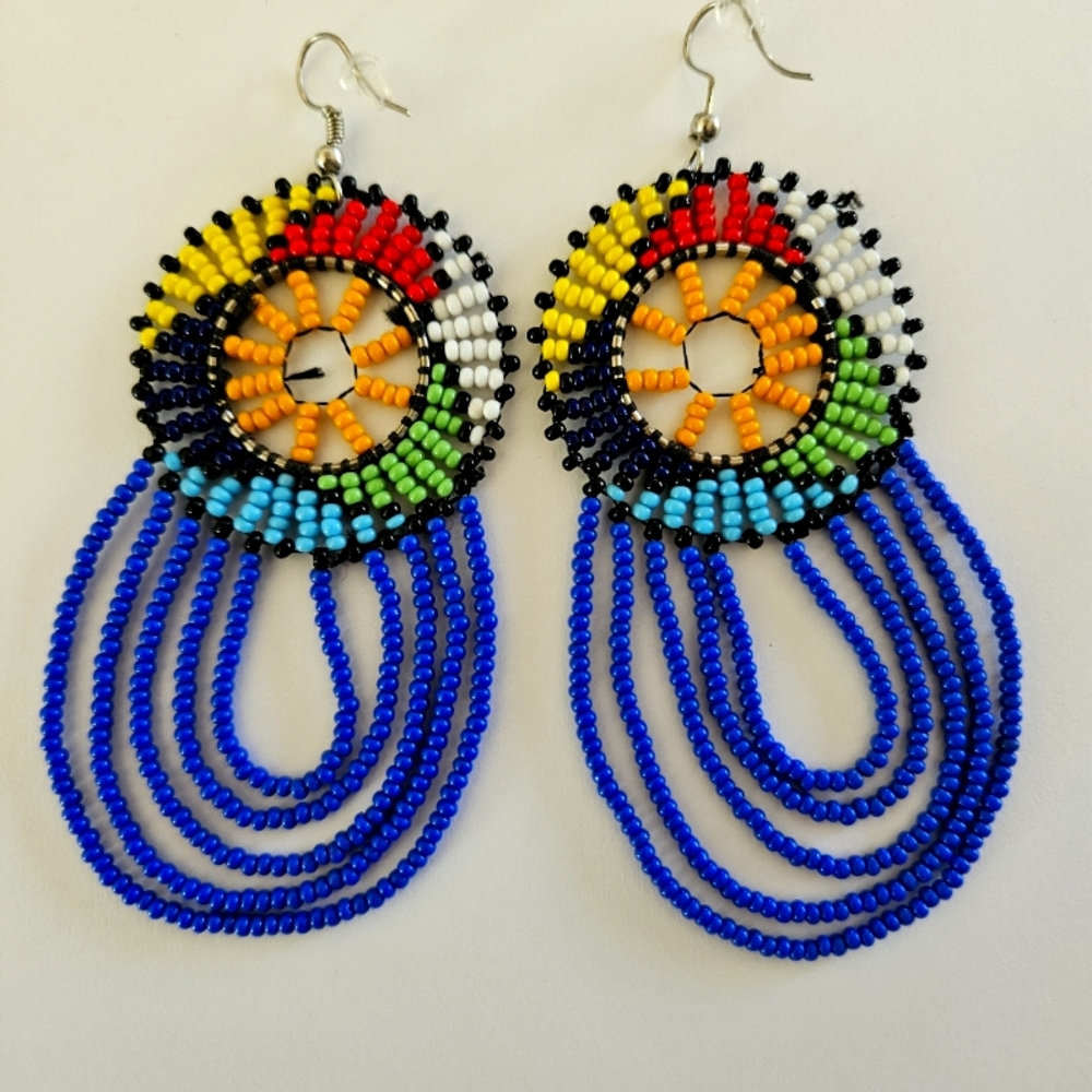 African beaded dangly earrings